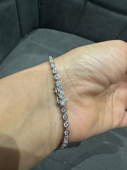 925 Sterling Silver 2.00 Carat Lab Grown Diamond Tennis Bracelet in Bezel Set