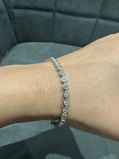 925 Sterling Silver 2.00 Carat Lab Grown Diamond Tennis Bracelet in Bezel Set