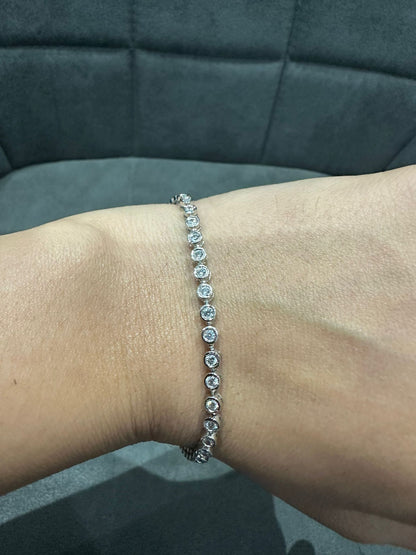925 Sterling Silver 2.00 Carat Lab Grown Diamond Tennis Bracelet in Bezel Set
