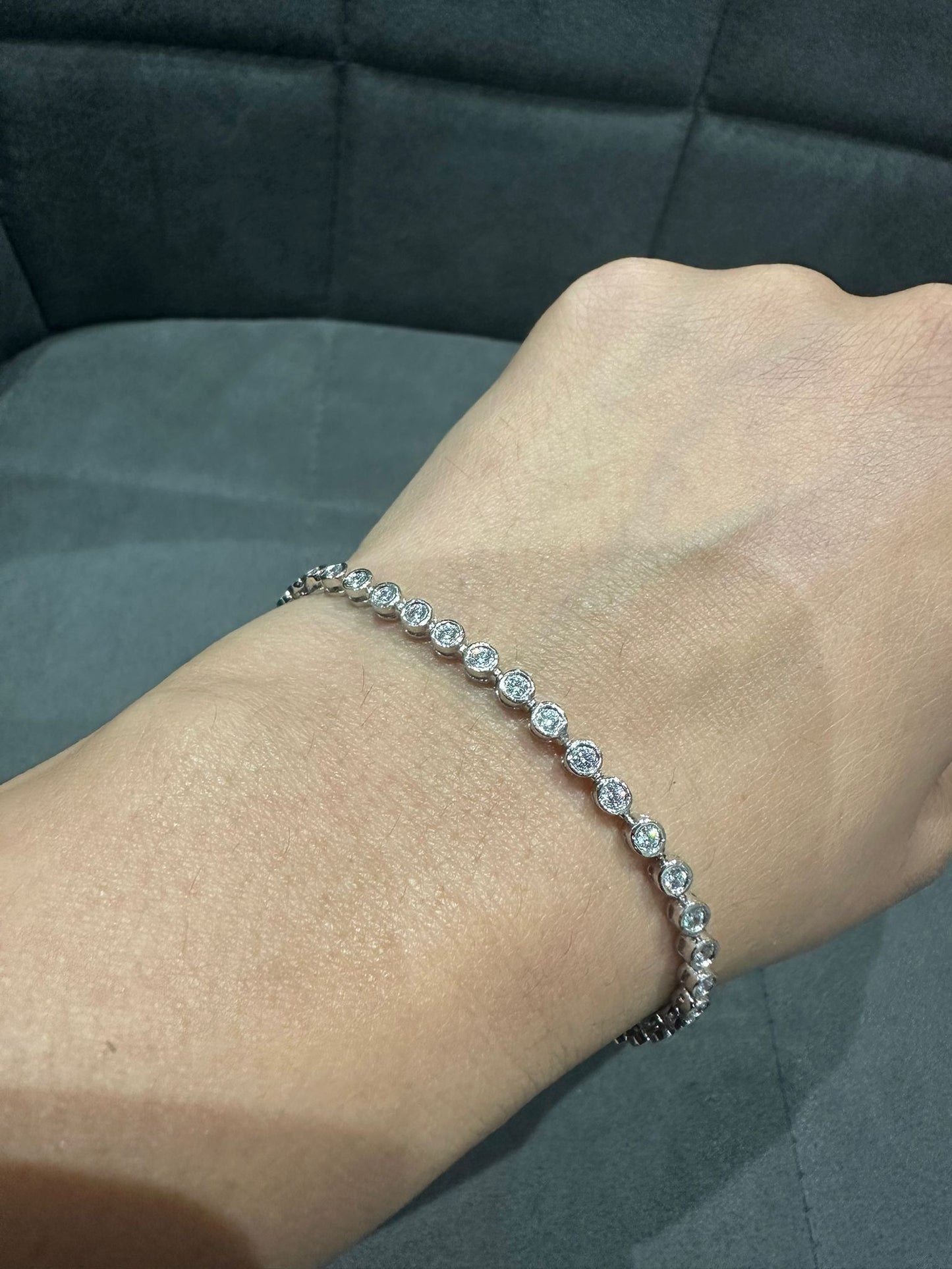 925 Sterling Silver 2.00 Carat Lab Grown Diamond Tennis Bracelet in Bezel Set