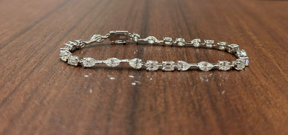 Prong Set 6.00 Carat Multi-Shape Natural Diamond Bracelet in 14K White Gold