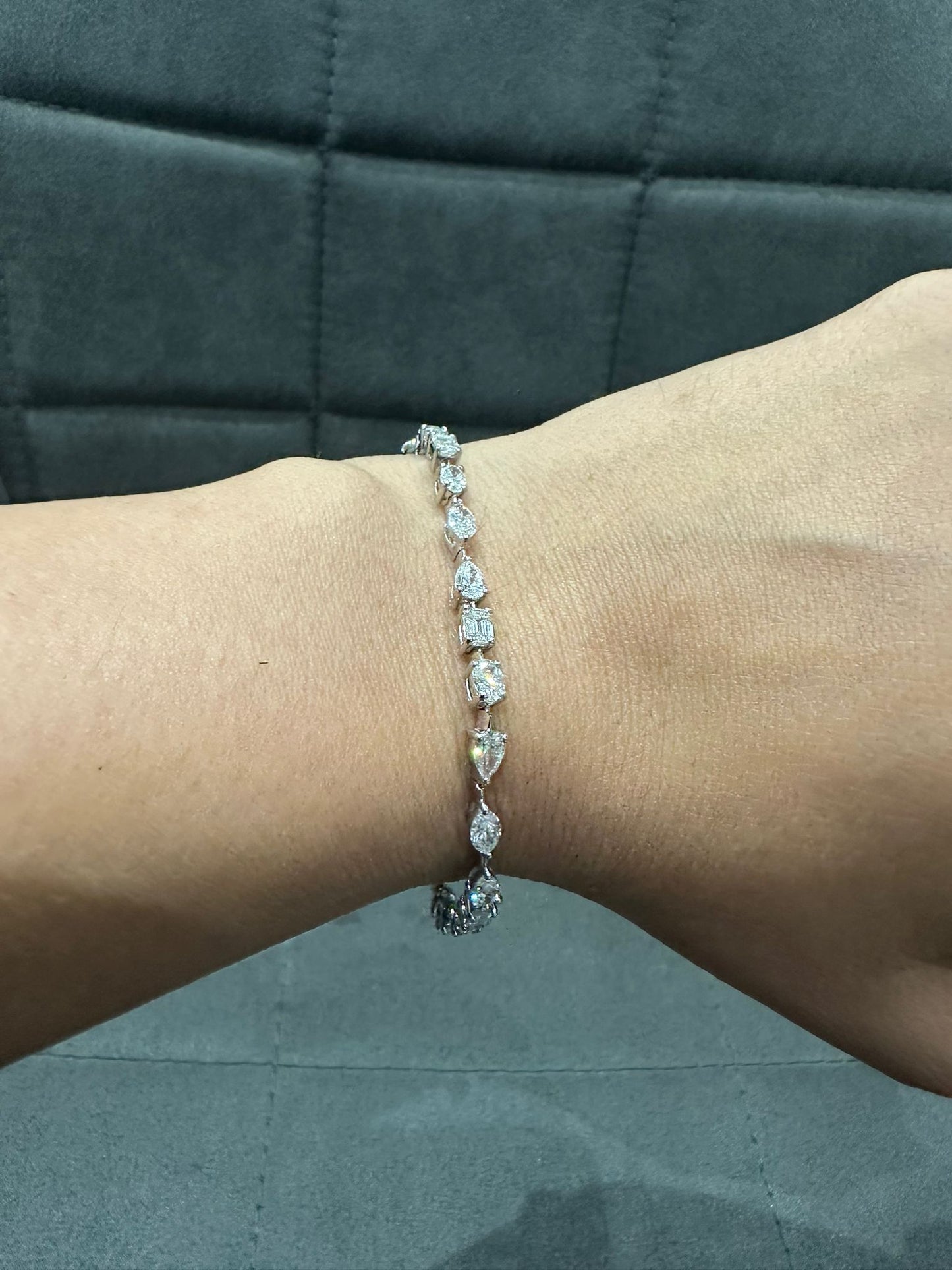 Prong Set 6.00 Carat Multi-Shape Natural Diamond Bracelet in 14K White Gold