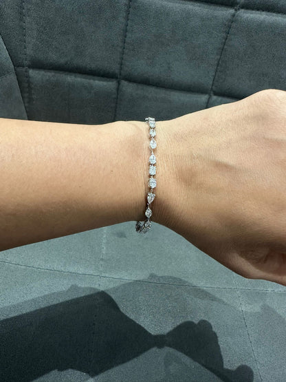 Prong Set 6.00 Carat Multi-Shape Natural Diamond Bracelet in 14K White Gold