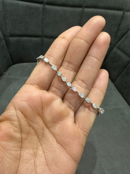 Prong Set 6.00 Carat Multi-Shape Natural Diamond Bracelet in 14K White Gold