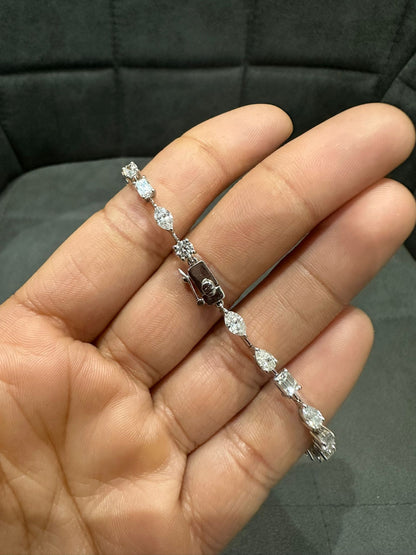 Prong Set 6.00 Carat Multi-Shape Natural Diamond Bracelet in 14K White Gold