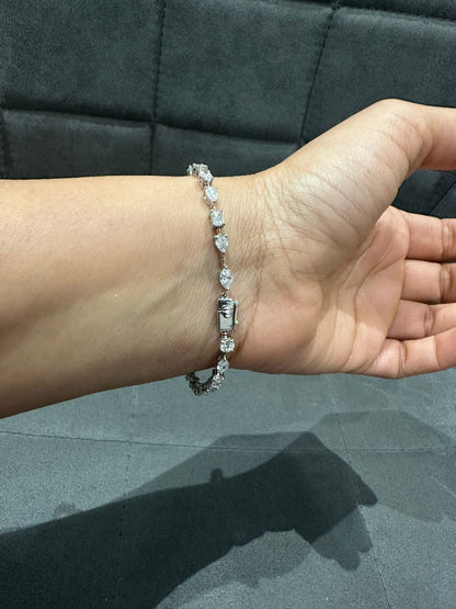 Prong Set 6.00 Carat Multi-Shape Natural Diamond Bracelet in 14K White Gold