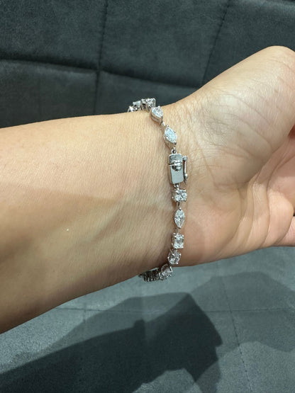 Prong Set 6.00 Carat Multi-Shape Natural Diamond Bracelet in 14K White Gold