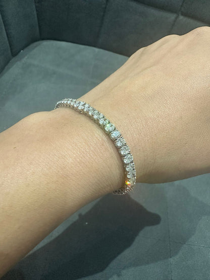 Oval Cut 7.08Ct Natural Diamond Tennis Bracelet in 18K White Gold | Fine Jewelry
