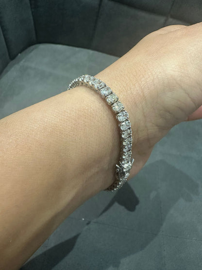 Oval Cut 7.08Ct Natural Diamond Tennis Bracelet in 18K White Gold | Fine Jewelry