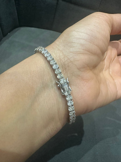 Oval Cut 7.08Ct Natural Diamond Tennis Bracelet in 18K White Gold | Fine Jewelry