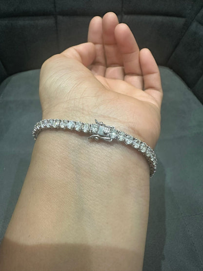 Oval Cut 7.08Ct Natural Diamond Tennis Bracelet in 18K White Gold | Fine Jewelry