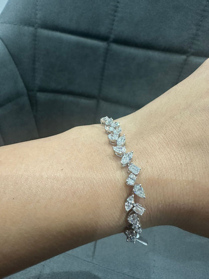 Luxury 3.50Ct Multi Shape Prong Set Natural Diamond Bracelet in 18K White Gold