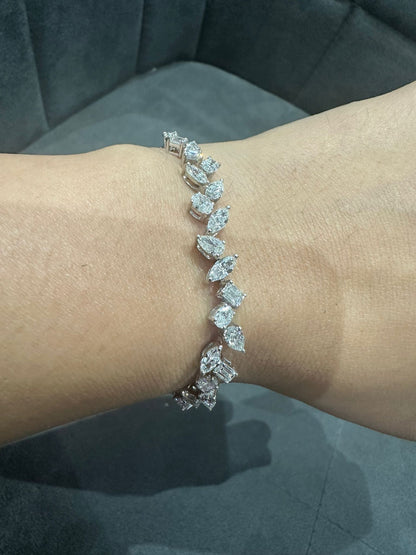 Luxury 3.50Ct Multi Shape Prong Set Natural Diamond Bracelet in 18K White Gold