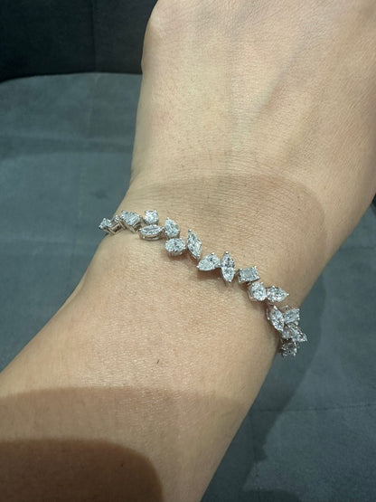 Luxury 3.50Ct Multi Shape Prong Set Natural Diamond Bracelet in 18K White Gold