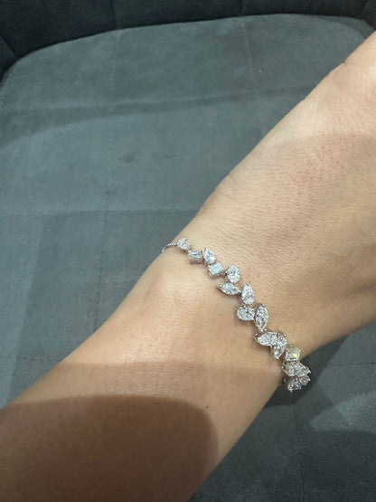 Luxury 3.50Ct Multi Shape Prong Set Natural Diamond Bracelet in 18K White Gold