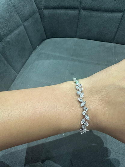 Luxury 3.50Ct Multi Shape Prong Set Natural Diamond Bracelet in 18K White Gold