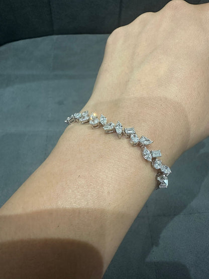 Luxury 3.50Ct Multi Shape Prong Set Natural Diamond Bracelet in 18K White Gold