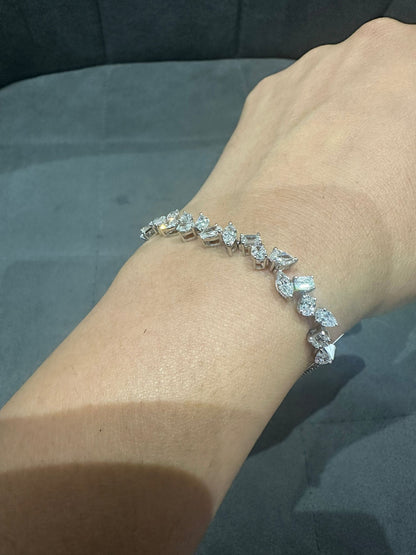 Luxury 3.50Ct Multi Shape Prong Set Natural Diamond Bracelet in 18K White Gold