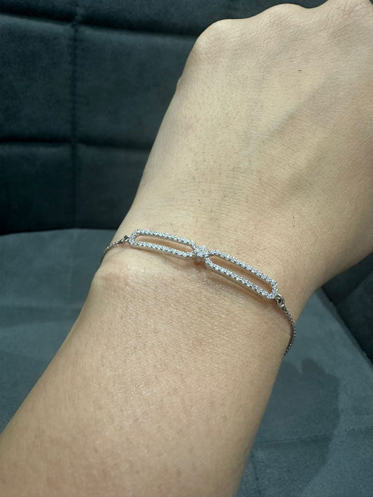 Natural Diamond Pave Set Chain Bracelet in 9K White Gold | Luxury Women’s Jewelry