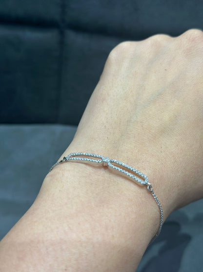 Natural Diamond Pave Set Chain Bracelet in 9K White Gold | Luxury Women’s Jewelry