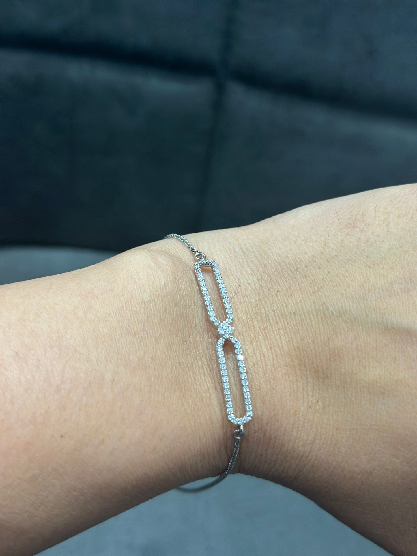 Natural Diamond Pave Set Chain Bracelet in 9K White Gold | Luxury Women’s Jewelry