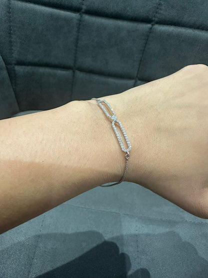 Natural Diamond Pave Set Chain Bracelet in 9K White Gold | Luxury Women’s Jewelry