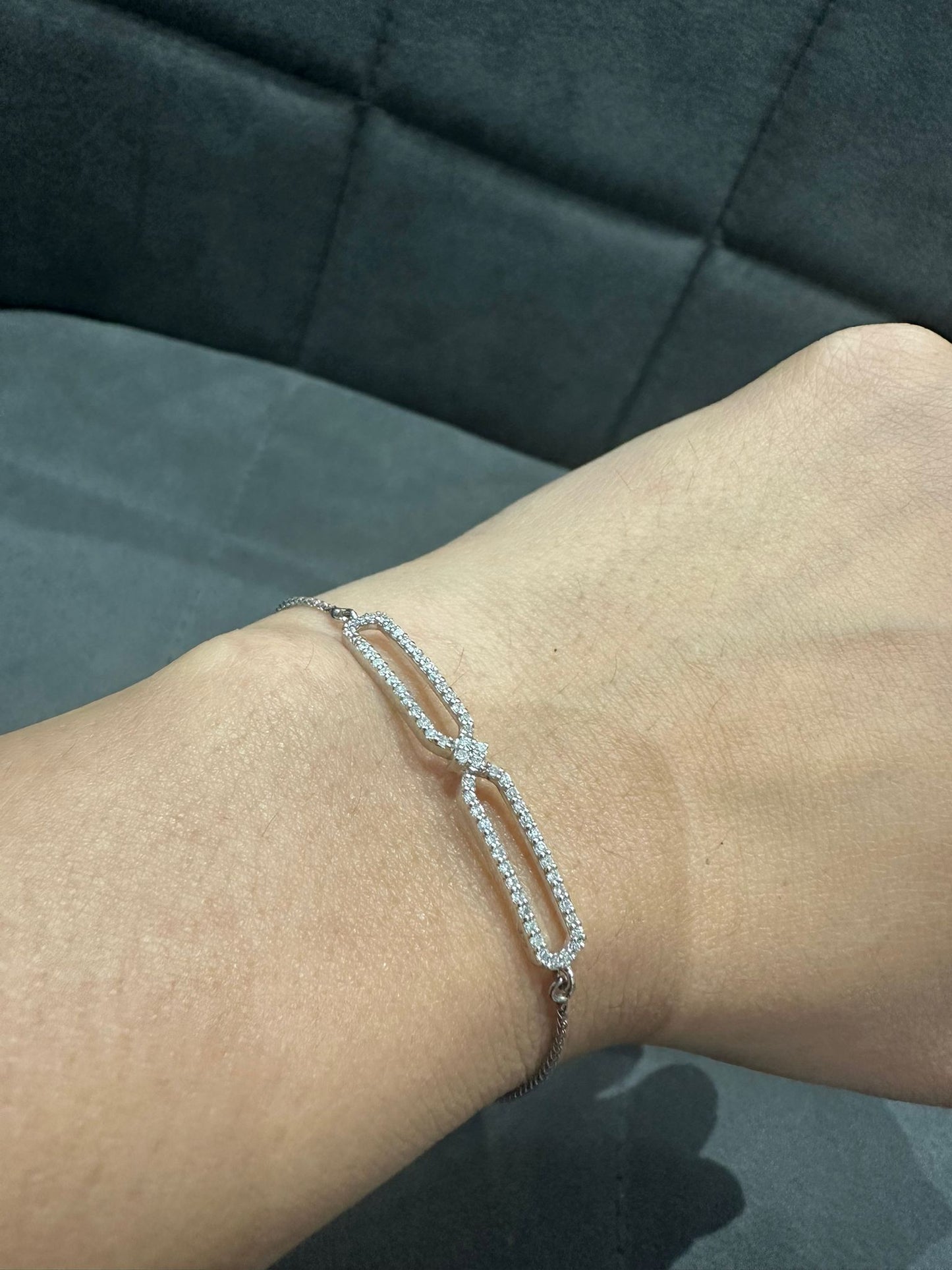 Natural Diamond Pave Set Chain Bracelet in 9K White Gold | Luxury Women’s Jewelry