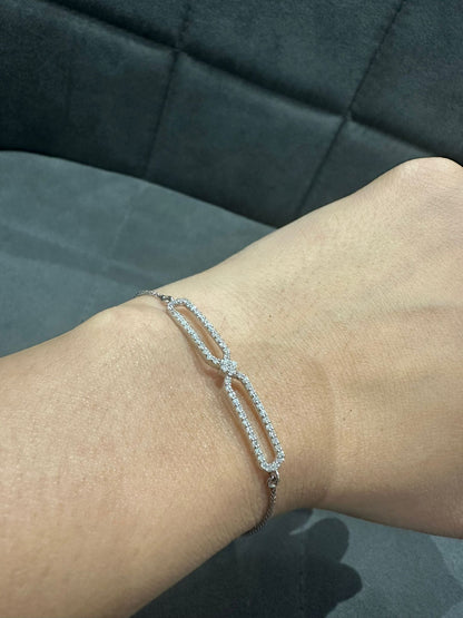 Natural Diamond Pave Set Chain Bracelet in 9K White Gold | Luxury Women’s Jewelry