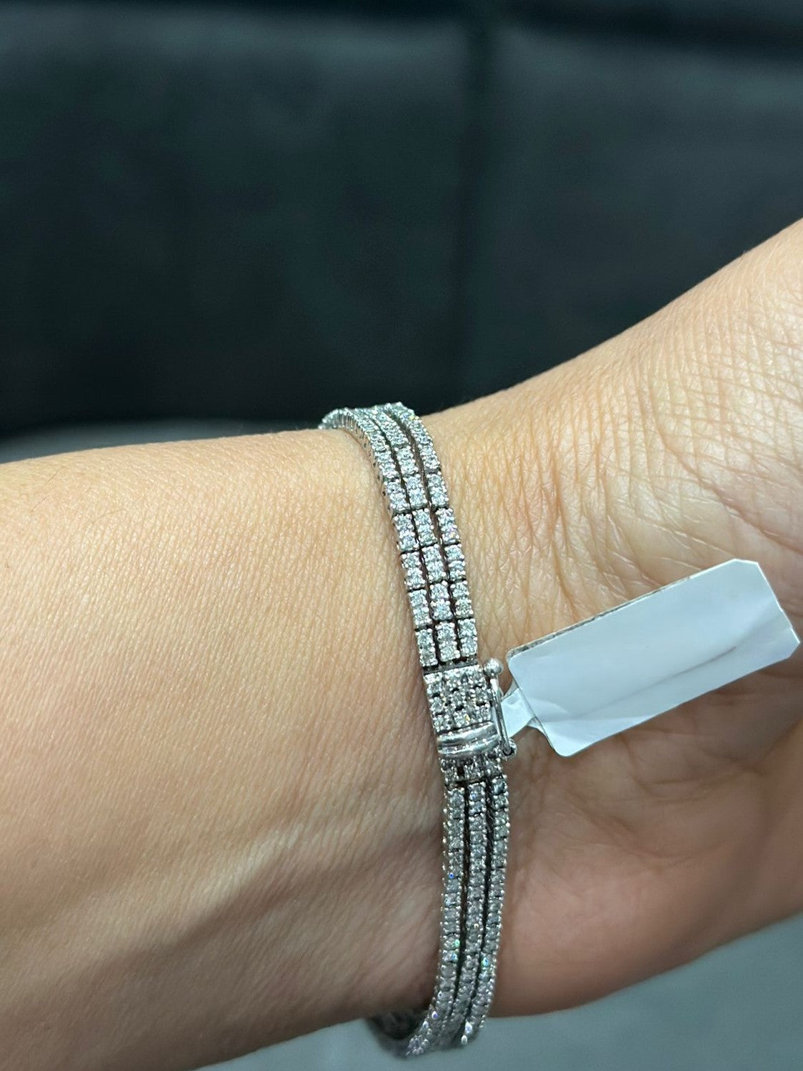 3.00 Carat Trio Row Set Natural Diamond Tennis Bracelet in 14K White Gold