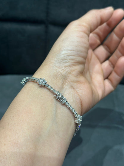 5.25 Carat Round Natural Diamond Cluster Tennis Bracelet in 9K White Gold