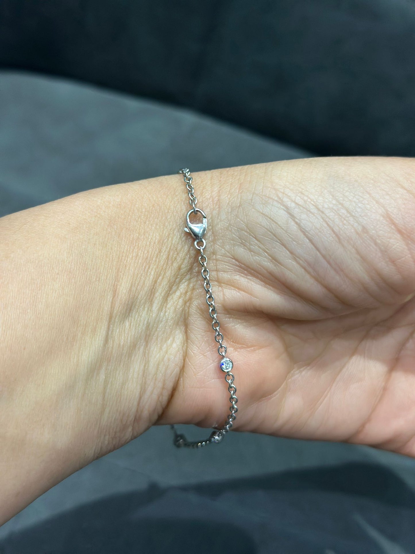 Round Bezel Set Lab Grown Diamond Chain Bracelet in 925 Sterling Silver