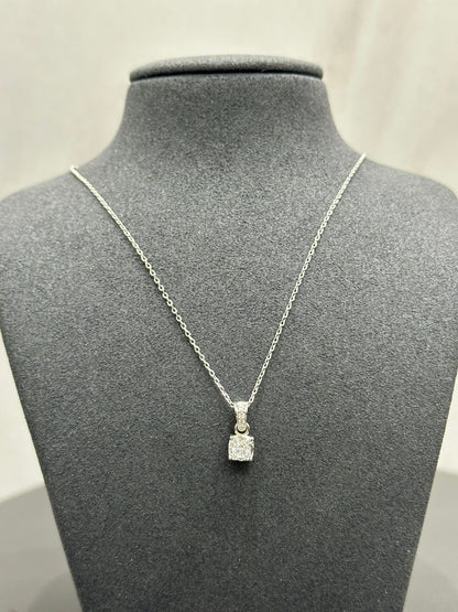 1.07Ct Cushion Cut Lab Grown Diamond Solitaire Pendant in 18K White Gold