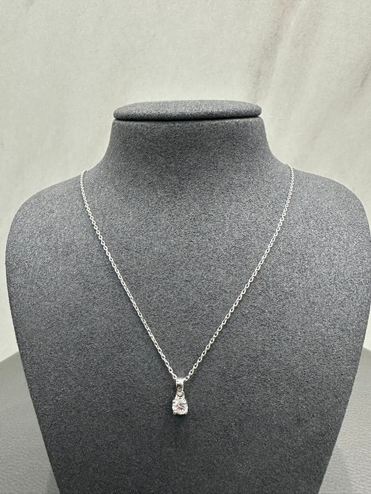 Round Cut 0.40Ct Lab Grown Diamond Solitaire Pendant Crafted in 9K White Gold