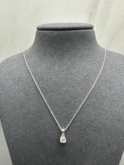 Round Cut 0.40Ct Lab Grown Diamond Solitaire Pendant Crafted in 9K White Gold