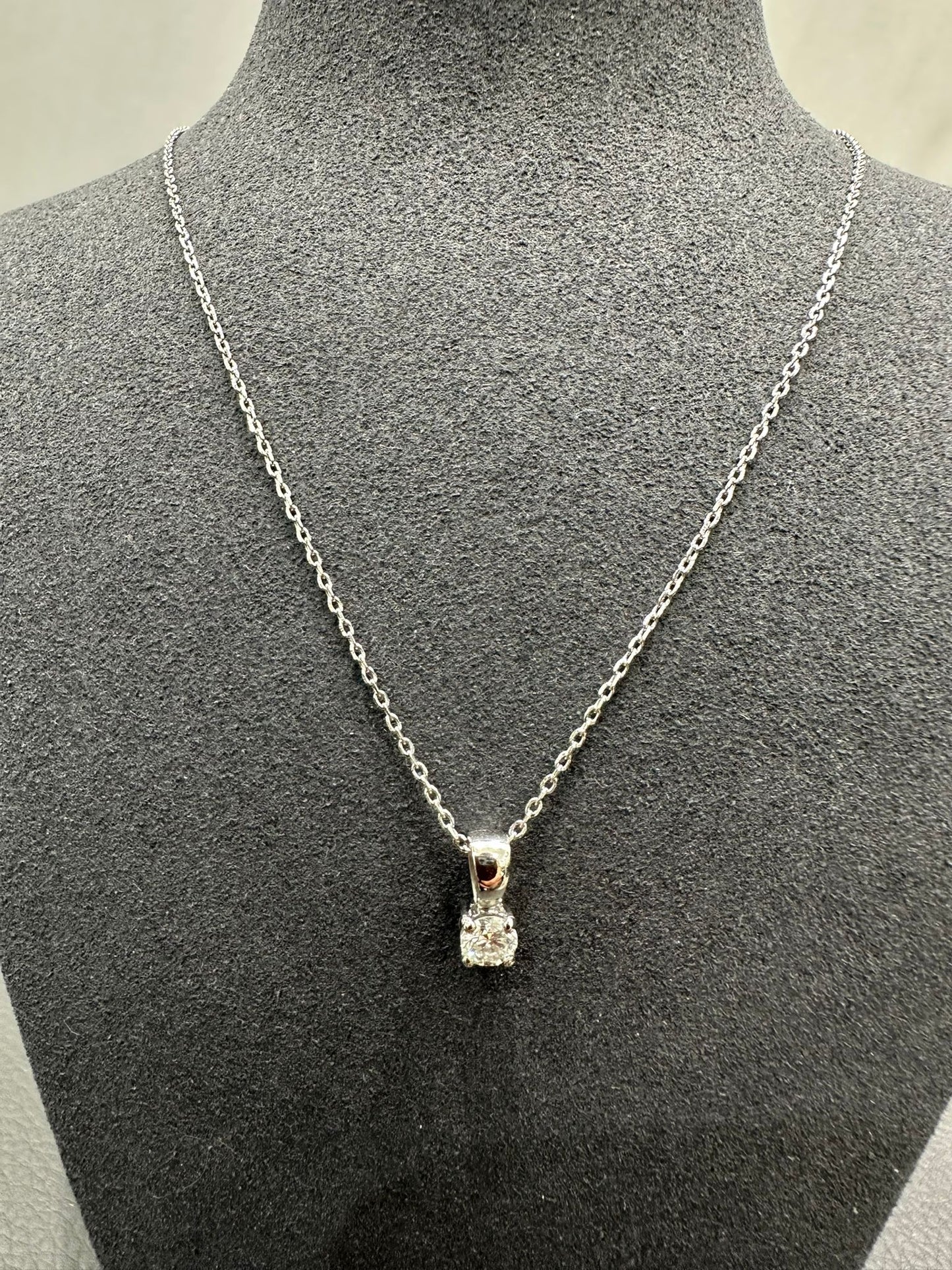 0.40Ct Round Natural Diamond Solitaire Pendant Crafted in 9K White Gold