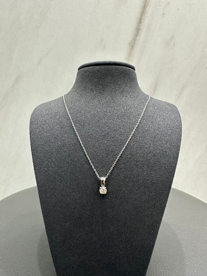 0.40Ct Round Natural Diamond Solitaire Pendant Crafted in 9K White Gold