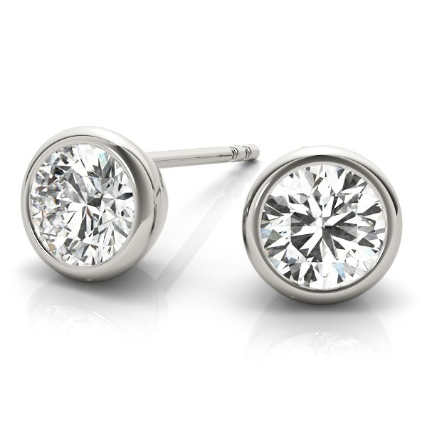 Lab-Grown Diamond Stud Earrings For Women, Round Brilliant Cut Full Bezel Set , D Color VVS Clarity