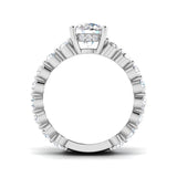White gold statement ring with round centre diamond and layered band