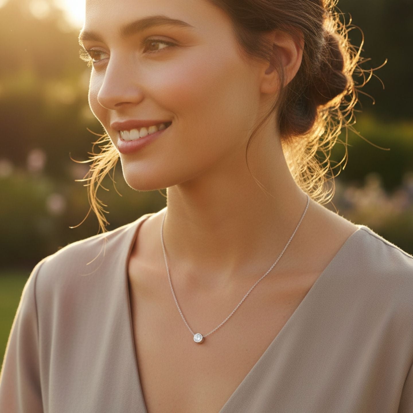 Minimalist Bezel Set Lab Grown Diamond Necklace – Perfect Anniversary or Birthday Gift