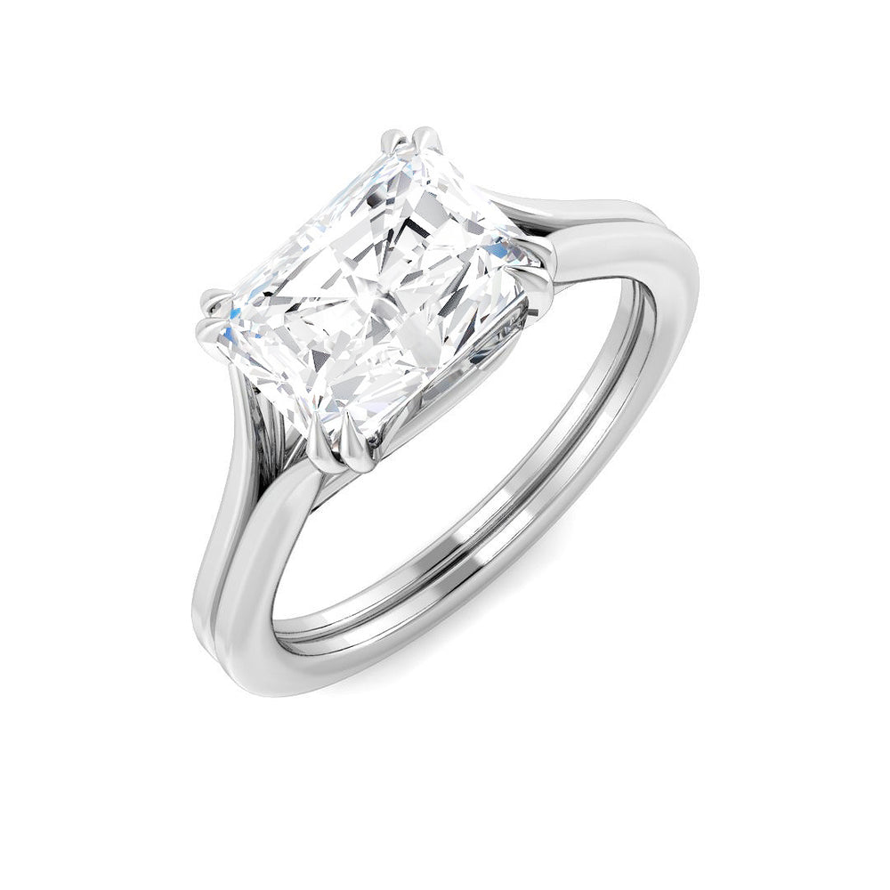 Diamond ring with a clear gemstone on a white background
