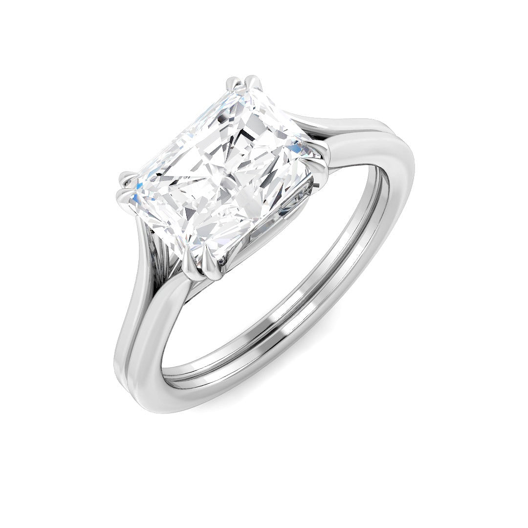 Diamond ring with a clear gemstone on a white background