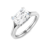 Diamond ring with a clear gemstone on a white background