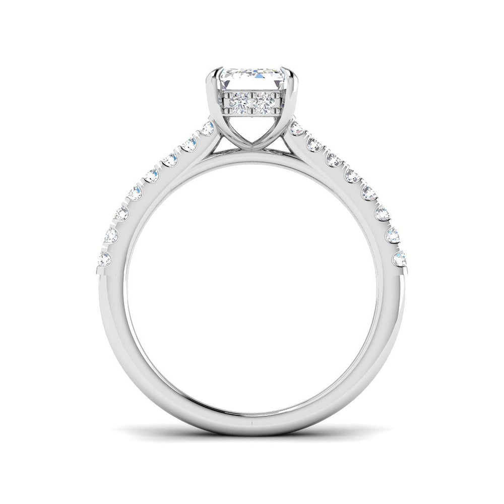 White Gold Radiant Cut Diamond Engagement Ring with Side Stones
