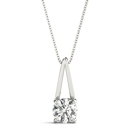 Natural Round Cut 4-Prong Solitaire Diamond Pendant