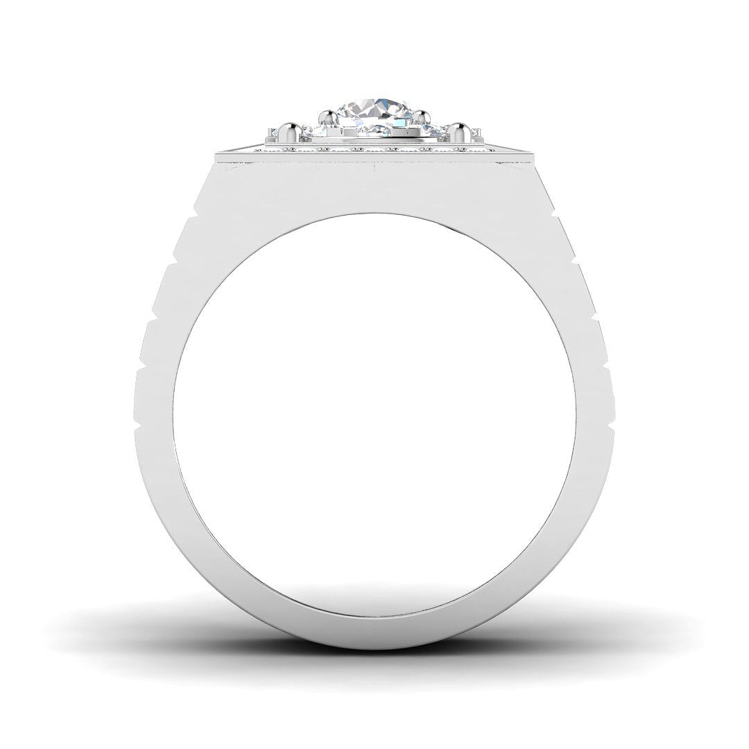 White gold diamond cluster ring for men