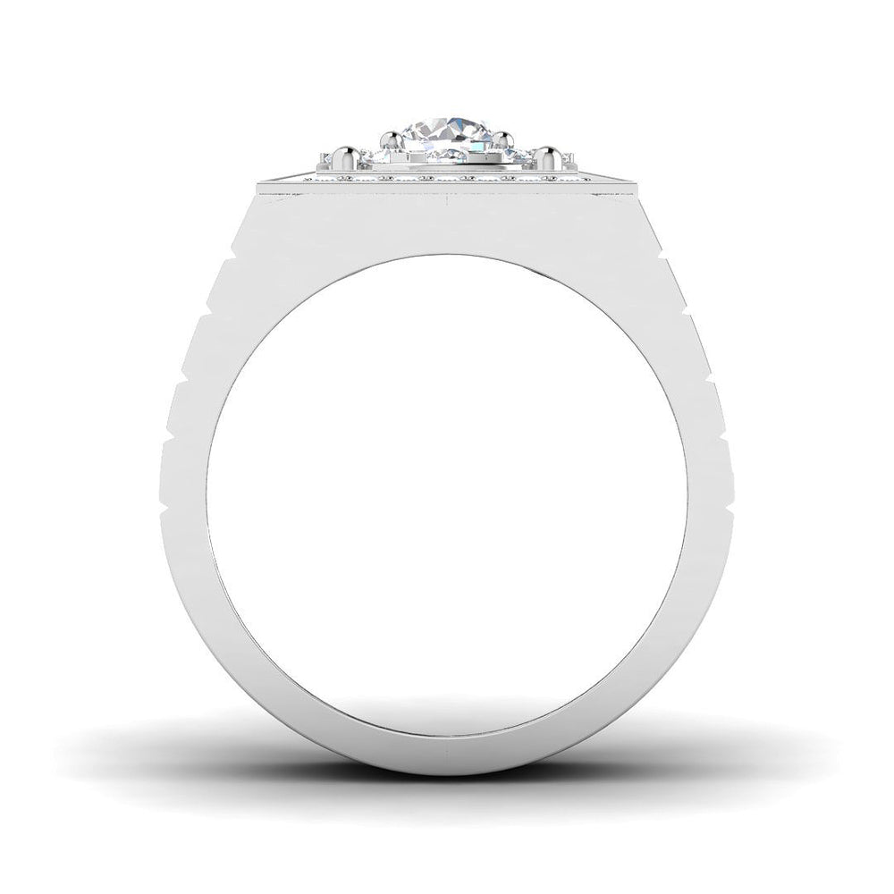 White gold diamond cluster ring for men