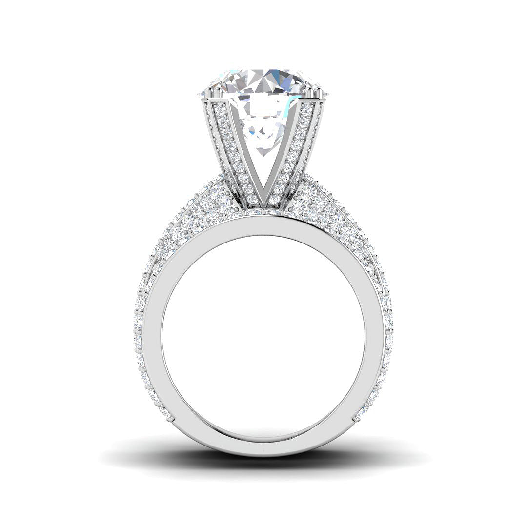 Wide Pavé Diamond Statement Ring in White Gold