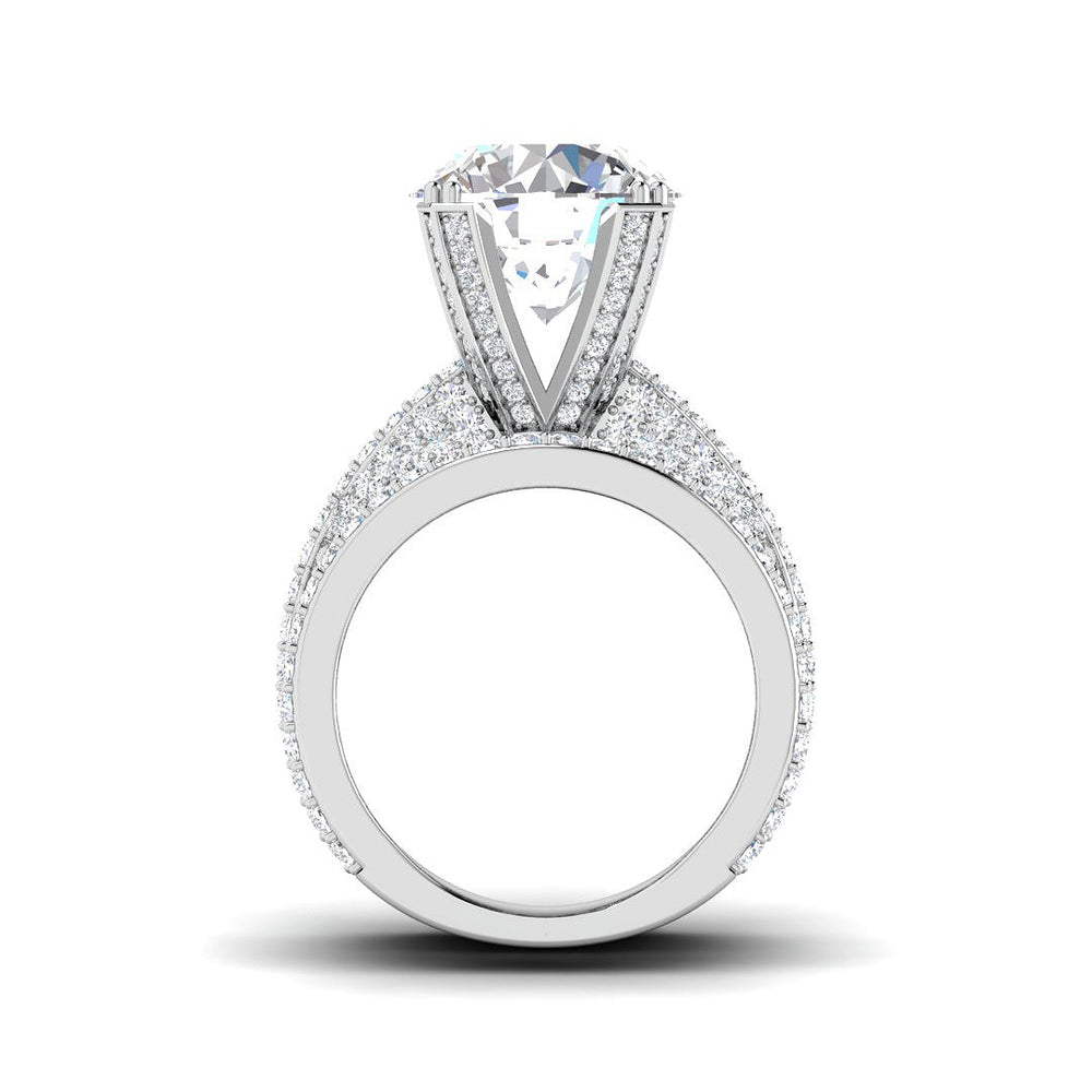 Wide Pavé Diamond Statement Ring in White Gold