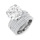 Wide band round diamond pavé ring white gold side angle