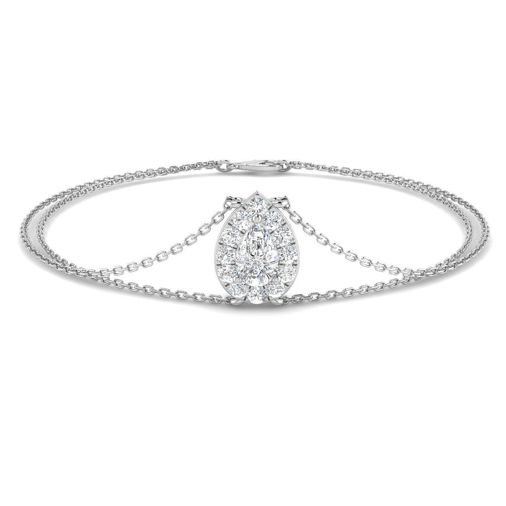 Lobster Claw Diamond Bracelet, Luxury Platinum Diamond Jewelry, Women Pear Diamond Bracelet